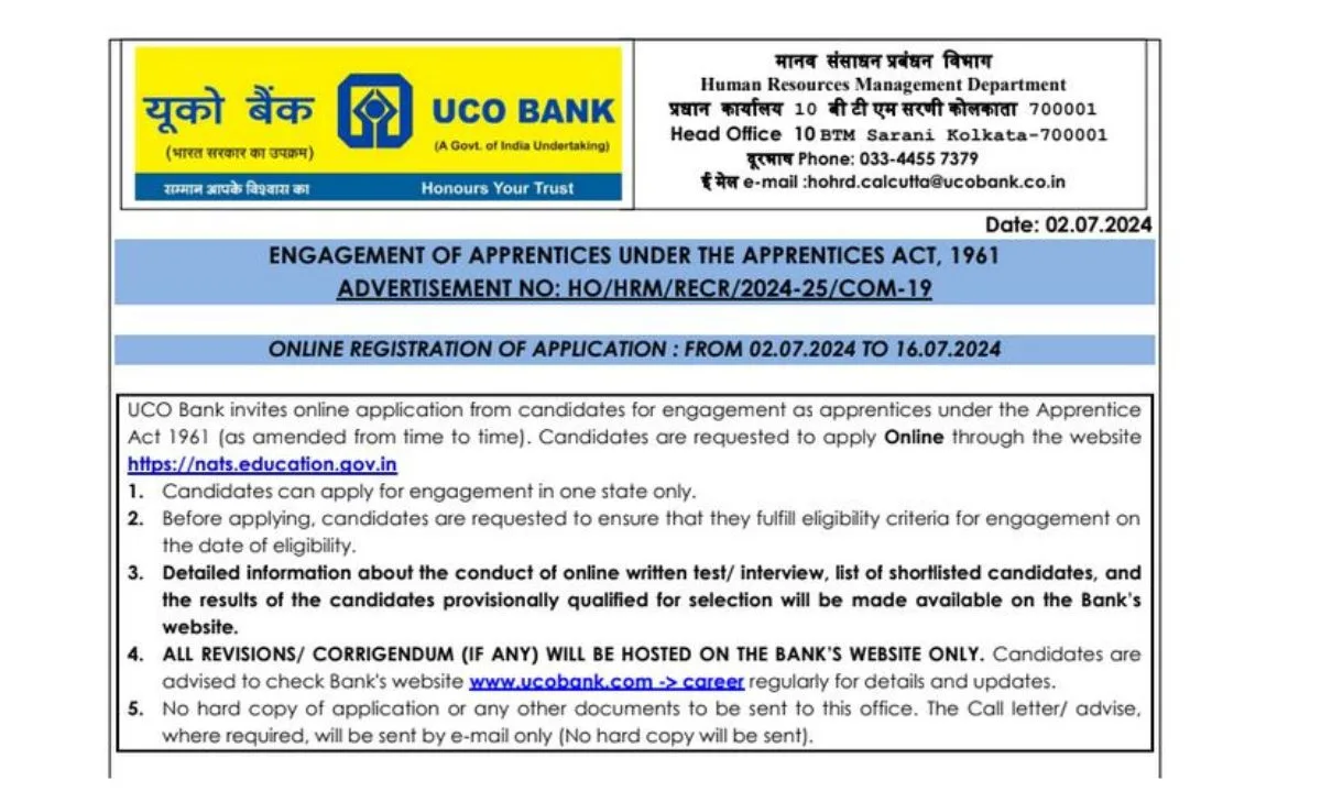 Uco Bank Bharti 2024