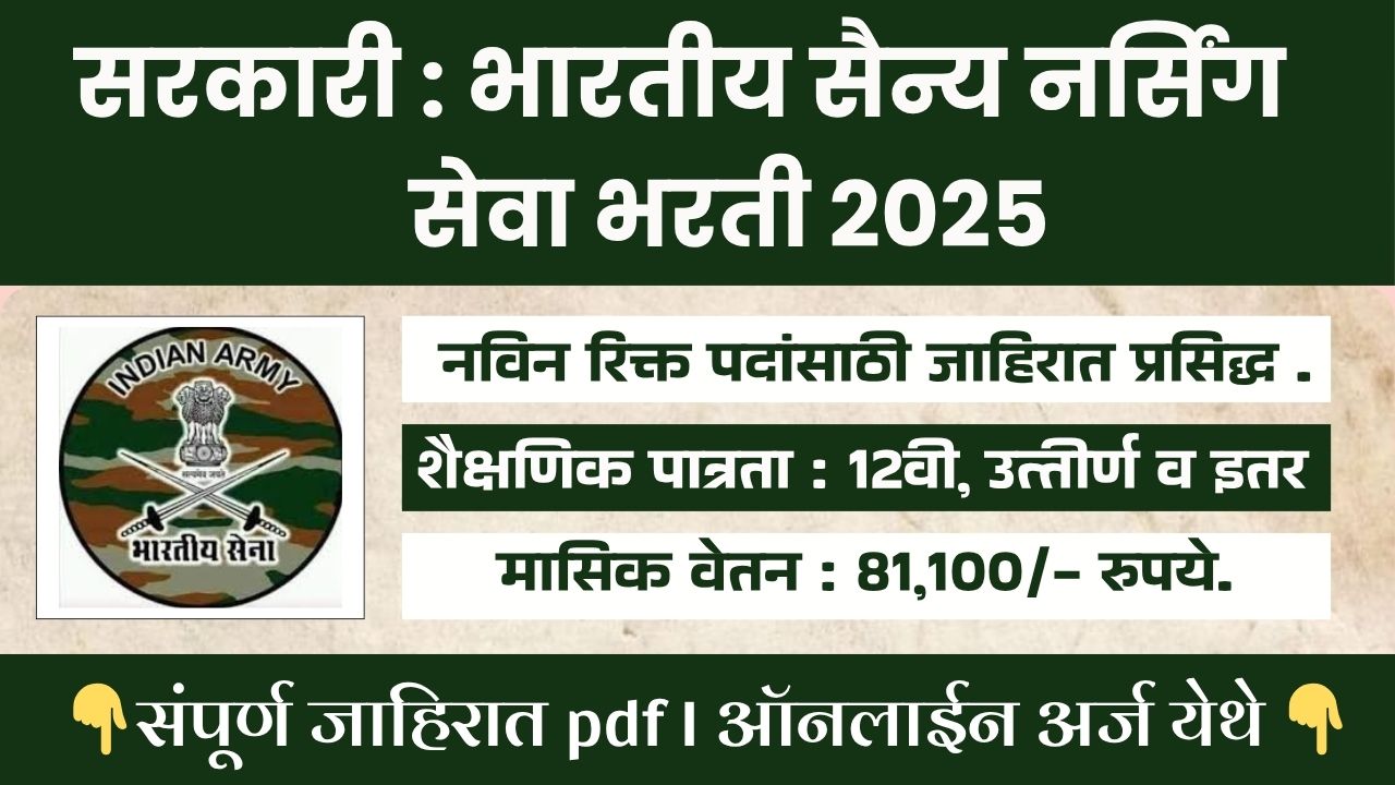 Indian Army BSC Nursing 2025