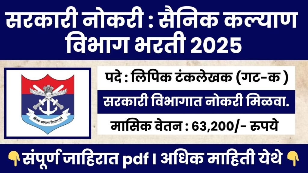 Sainik Kallyan Vibhag Bharti 2025