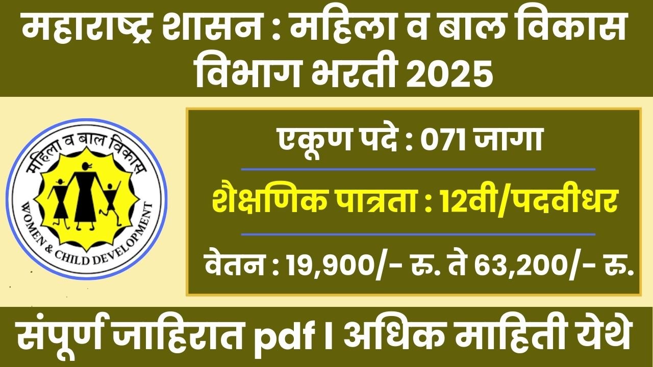 Mahila Balvikas Vibhag Bharti 2025